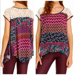 H.I.P Floral hippie Patchwork Lace Flowy Boho Top